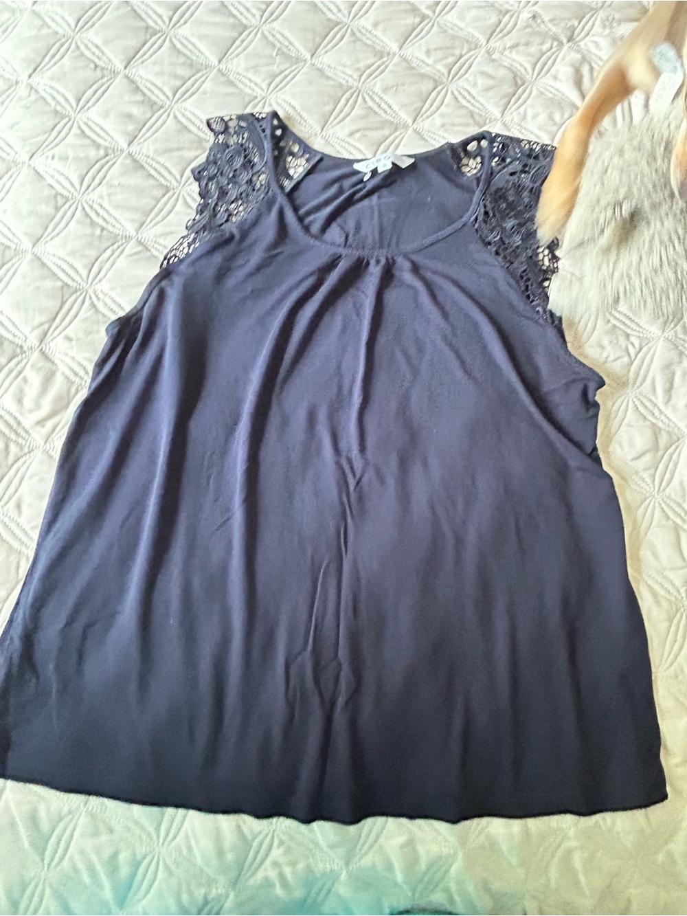🔥$4 cleo Navy Lace Cap Sleeve Tank Top